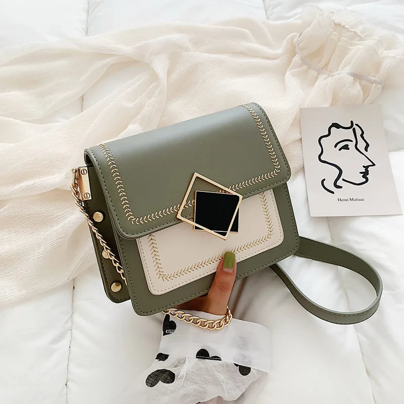 Chain PU Leather Crossbody Bags For Women Small Shoulder Messenger Bag