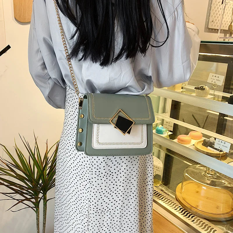 Chain PU Leather Crossbody Bags For Women Small Shoulder Messenger Bag