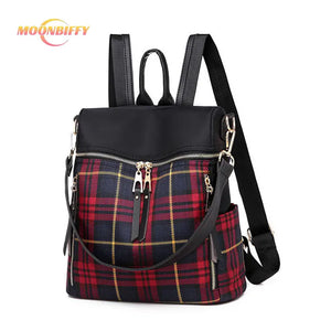 Plaid Light Women's Backpack Easy-to-take Dual-use Travel Bag