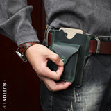 Crazy Horse Leather Waist Pack Phone Bag Belt Loop Hook Waist Pouch Brown