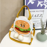 Cartoon Hamburger Women Large-capacity Canvas Bag