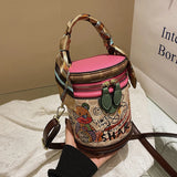 Cartoon Tote Bag Bear Graffiti Bucket Bags for Women