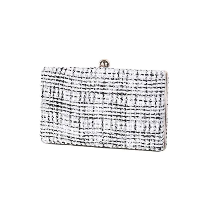 Striped Evening Clutch Bag with Chain Wedding Party Shoulder Bag