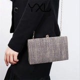 Striped Evening Clutch Bag with Chain Wedding Party Shoulder Bag