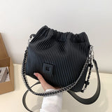 Chain Handbag Pleated Shoulder Bag for Women Clutch Purses Crossbody Bag