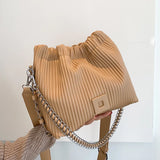 Chain Handbag Pleated Shoulder Bag for Women Clutch Purses Crossbody Bag