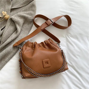 Chain Handbag Pleated Shoulder Bag for Women Clutch Purses Crossbody Bag
