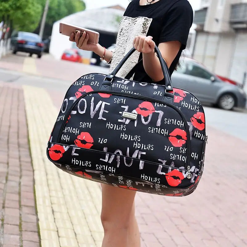 Cartoon Print Travel Bags for Women Large Men Weekend Duffle Bag