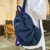 Casual Denim Backpack Large Capacity Travel Bag