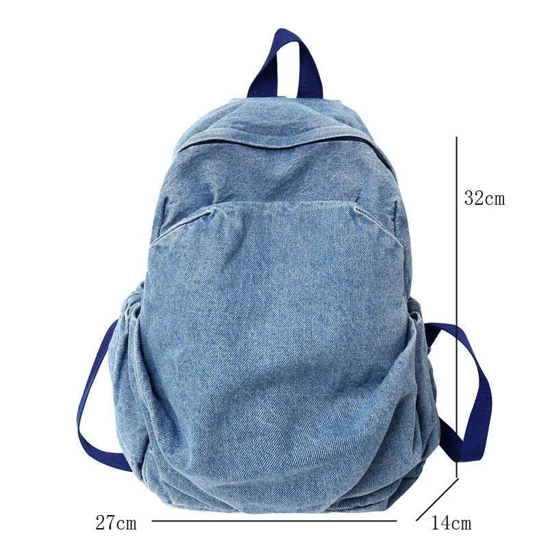 Casual Denim Backpack Large Capacity Travel Bag