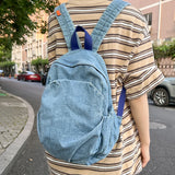 Casual Denim Backpack Large Capacity Travel Bag