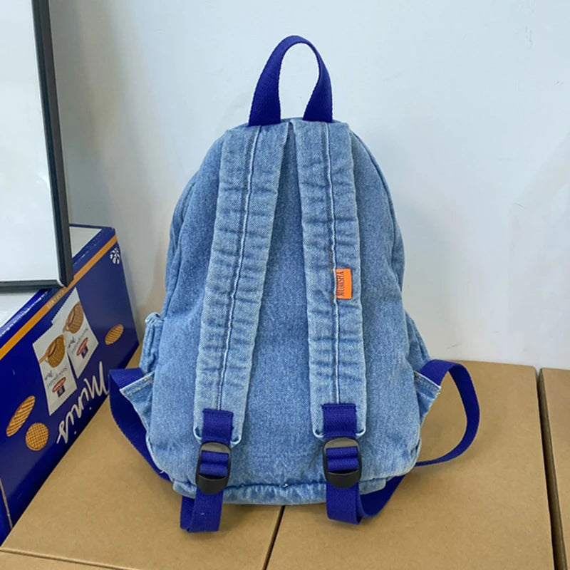 Casual Denim Backpack Large Capacity Travel Bag