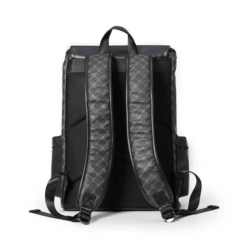 Casual Leather Backpack Men Large Travel Work Daily Backbag Laptop Back Pack