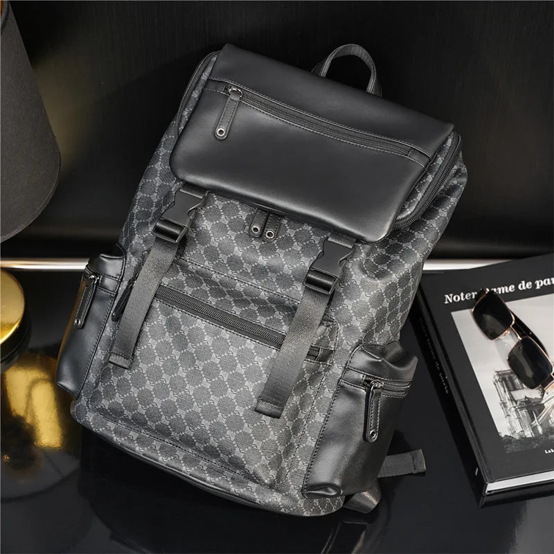 Casual Leather Backpack Men Large Travel Work Daily Backbag Laptop Back Pack