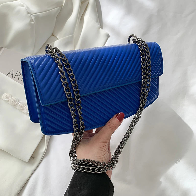 Chain Strap Shoulder Bag Striped Crossbody Handbag