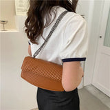 Chain Strap Shoulder Bag Striped Crossbody Handbag