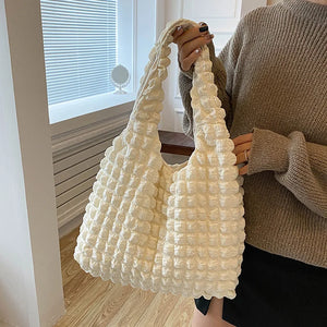 Pleated Casual Tote Large Capacity Top Handle Shoulder Bag
