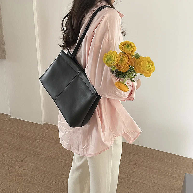 PU Leather Large Capacity Shoulder Crossbody Tote Bag