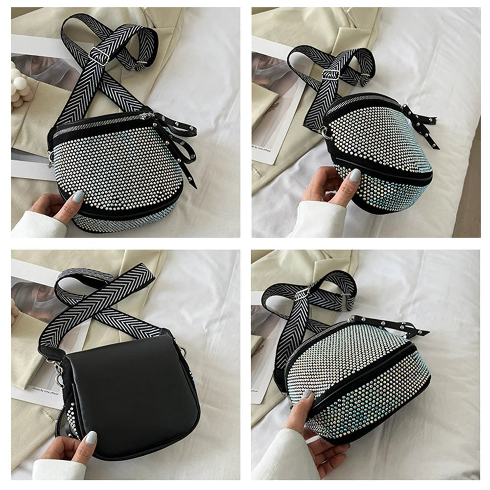 Diamonds Shoulder Chest Bag Rhinestone Crossbody Tote Purse