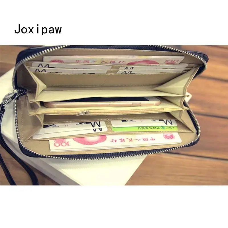 PU Leather Solid Zipper Women Wallet Long Purse Female Travel Clutch Wallet