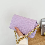 Plaid Shoulder Bag Thick Chain Underarm Bags For Women Handbags And Purses