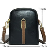 Real Cowhide Girls Purse Phone Pouch Leather Shoulder Bags Woman Minimalist