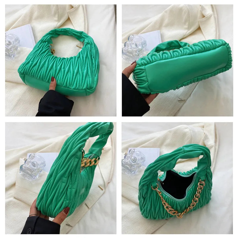 Embroidery Shoulder Bag Handbags For Women Chain Top Handle Bag