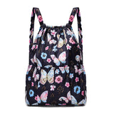Vintage Drawstring Backpacks Women Large Flower Ethnic Style Waterproof Rucksack