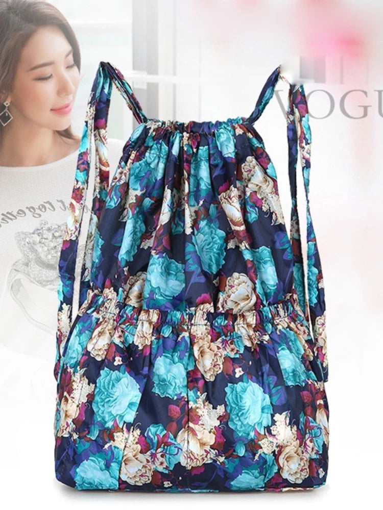 Vintage Drawstring Backpacks Women Large Capacity