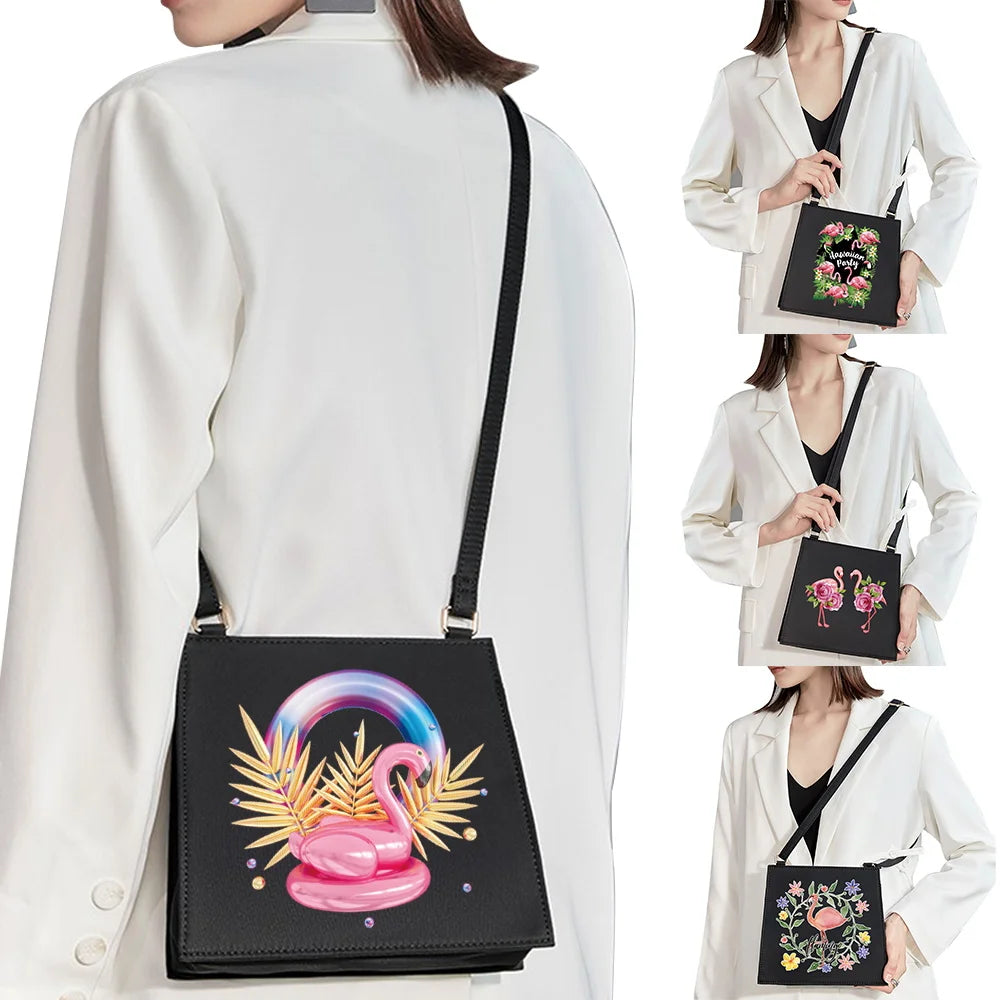 Cartoon Flamingo Print Shoulder Bag for Women