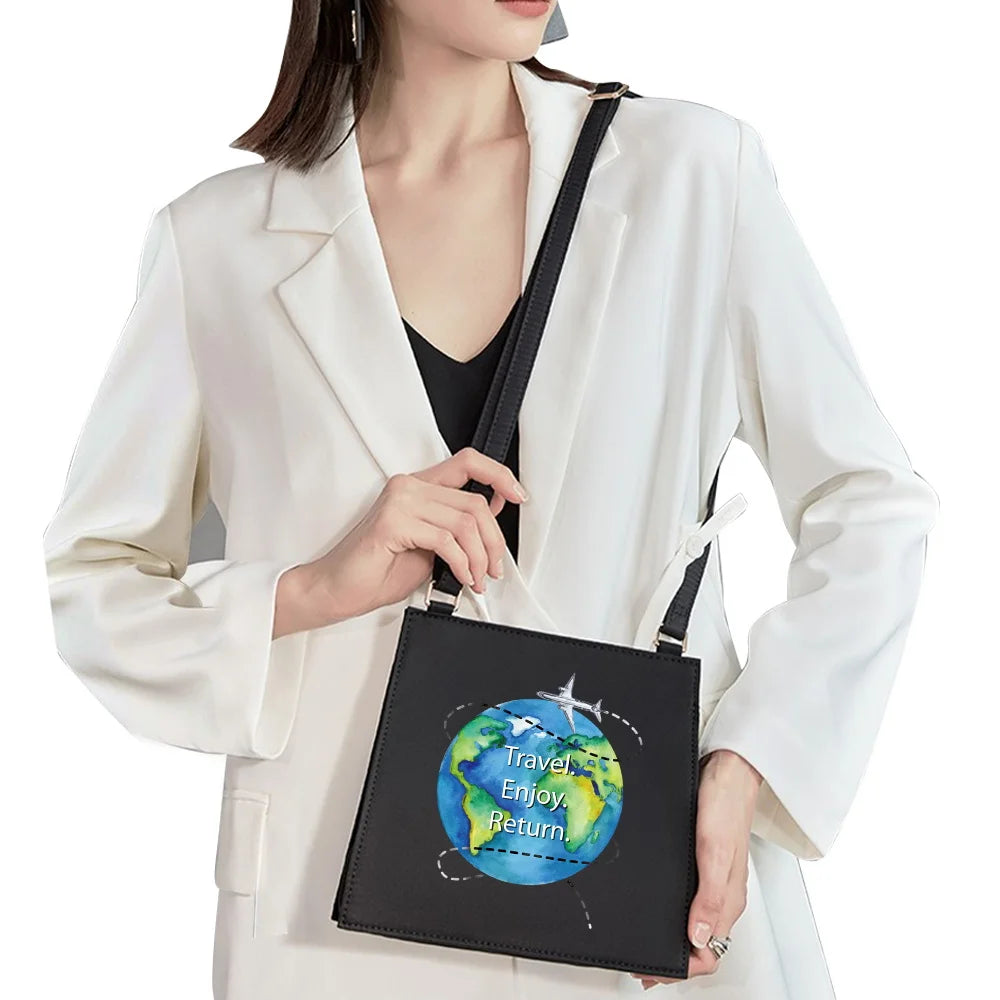 Cartoon Travel Print Bag Square Ladies Handbag