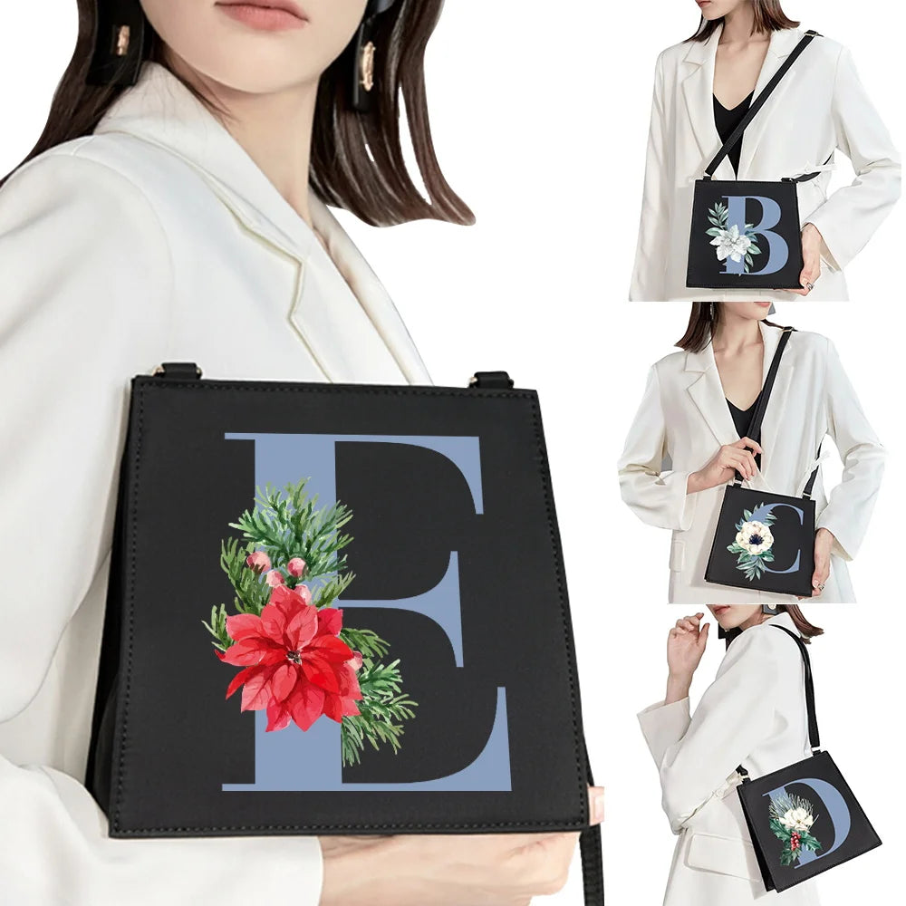 Sweet Style Initial Name Letter Print Shoulder Bag for Women