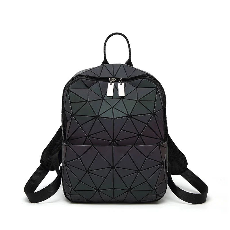 Women Mini Luminous Backpack Geometry Folding Daily Backpack