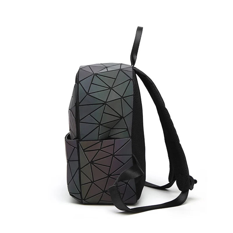 Women Mini Luminous Backpack Geometry Folding Daily Backpack