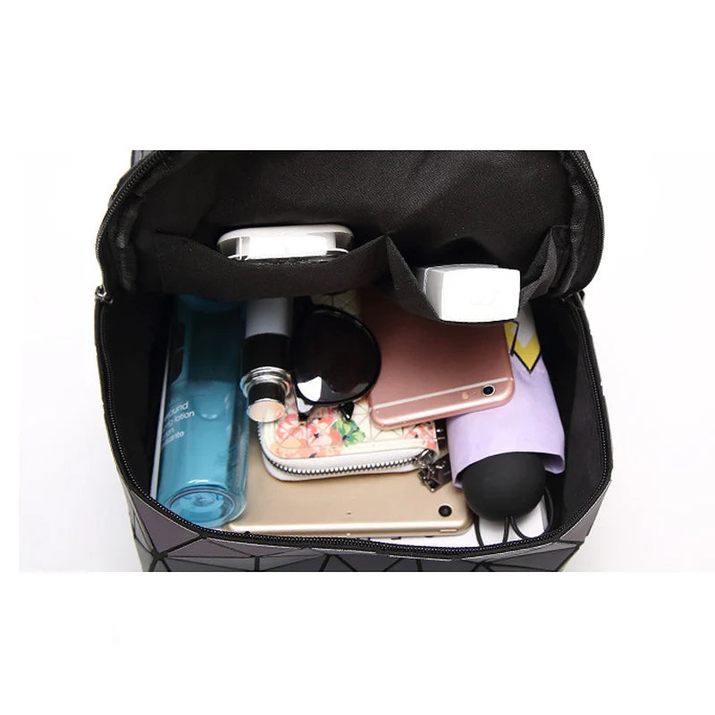 Women Mini Luminous Backpack Geometry Folding Daily Backpack