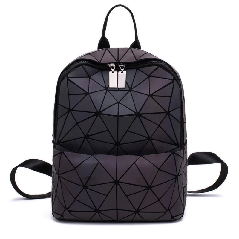 Women Mini Luminous Backpack Geometry Folding Daily Backpack
