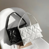 Women Diamond Lattice Leather Handbag Flap Shoulder Tote Purse