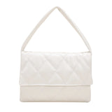 Women Diamond Lattice Leather Handbag Flap Shoulder Tote Purse