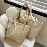 Woven Knitted Straw Beach Bag Large Capacity Tote Purse