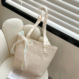 Woven Knitted Straw Beach Bag Large Capacity Tote Purse