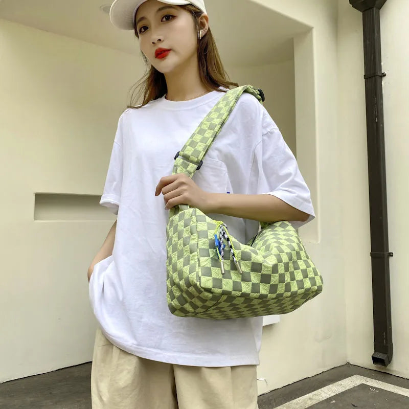 Women Plaid Checkerboard Messenger Bags Ladies Shoulder Crossbody Bag