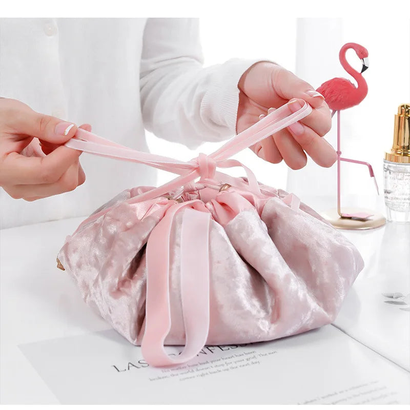 Flannelette Travel Makeup Bag Draw String Organizer