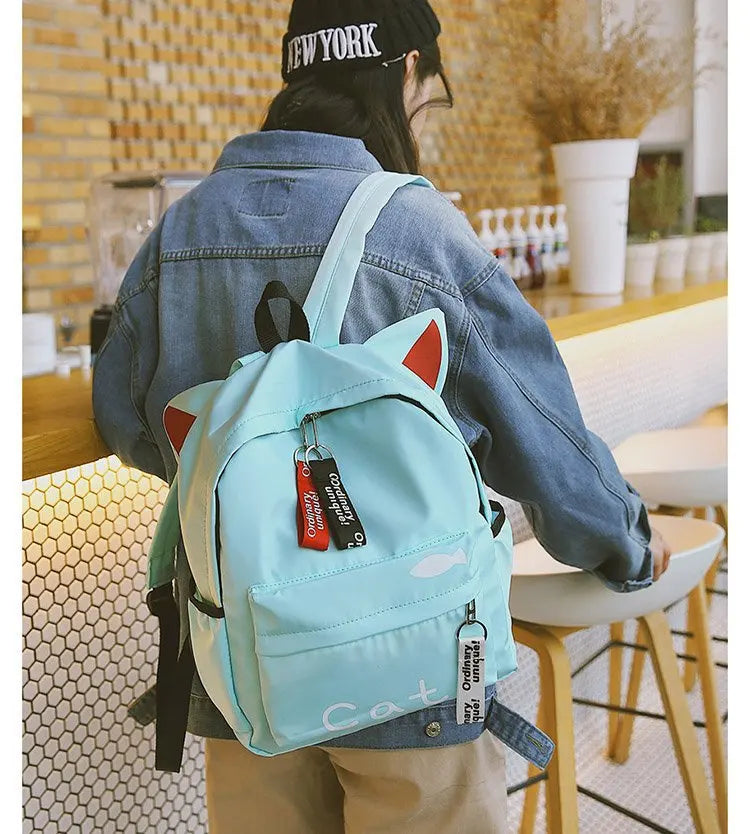 Harajuku Ulzzang 3D Long Ears Rabbit Bear Backpack Girls Travel Shoulder Bag