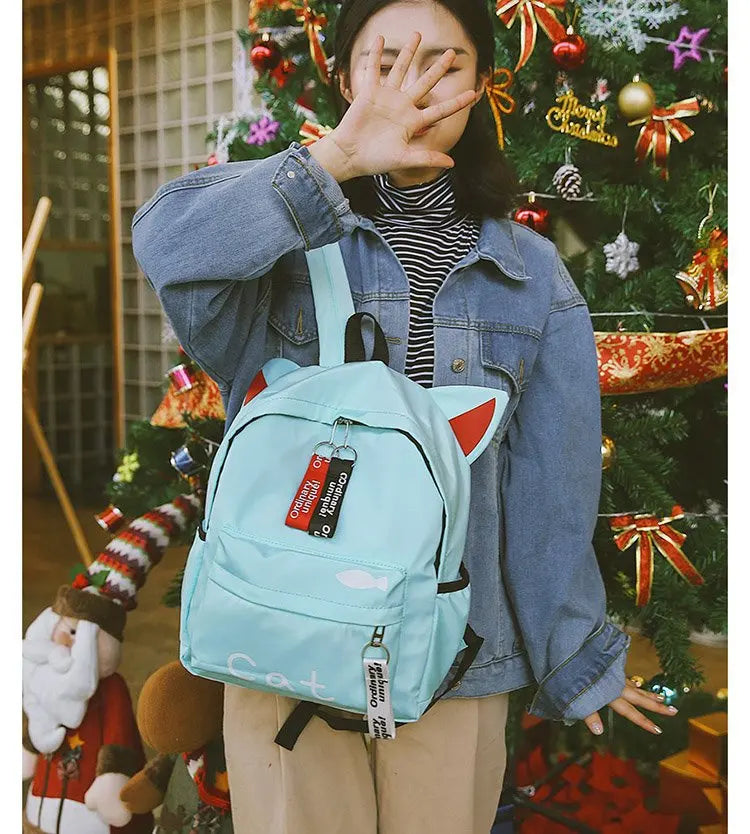 Harajuku Ulzzang 3D Long Ears Rabbit Bear Backpack Girls Travel Shoulder Bag