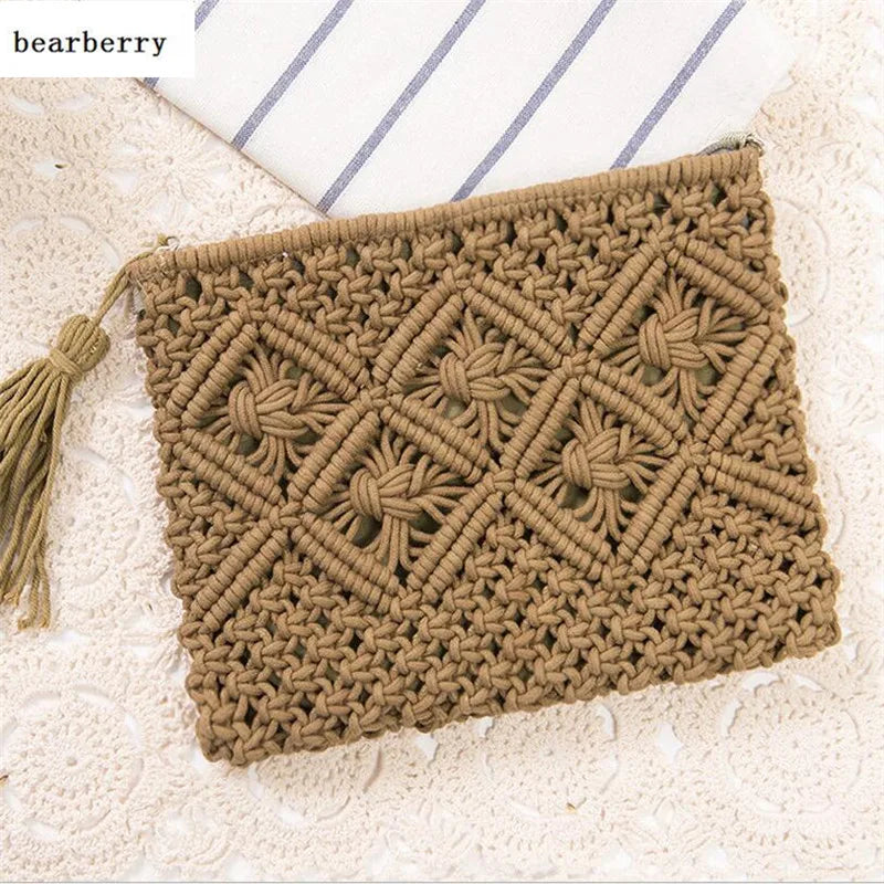 High Women Hollow Out Clutch Bags Tassel Beach Bags Kont Message Bags MN583
