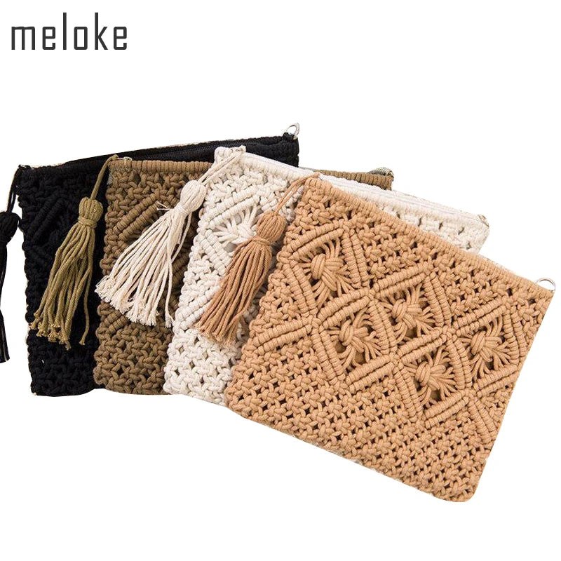 High Women Hollow Out Clutch Bags Tassel Beach Bags Kont Message Bags MN583