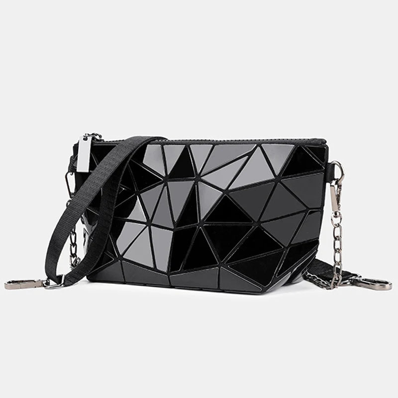 Luminous Geometric Chain Messenger Bag for Women