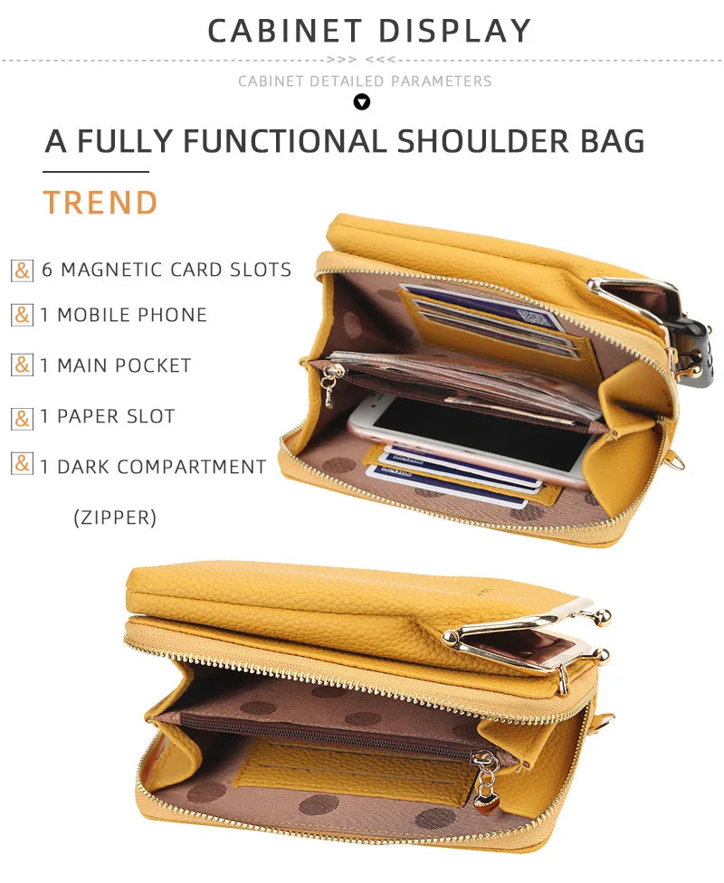 Ladies Small Shoulder Bag Women Summer Female Purse Top Phone Pocket Yellow