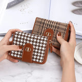 Clasp Plaid Canvas Small Purse Multi-card Capacity Anti-demagnetization