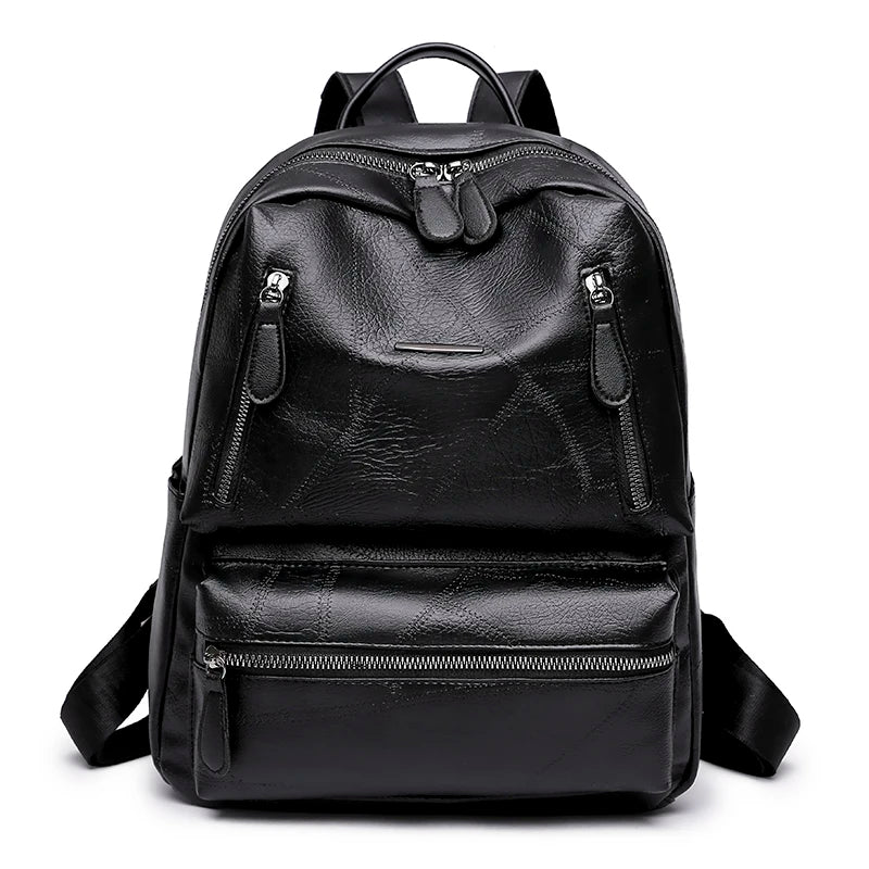 Women Soft Leather Backpack Large Capacity Ladies Travel School Bag